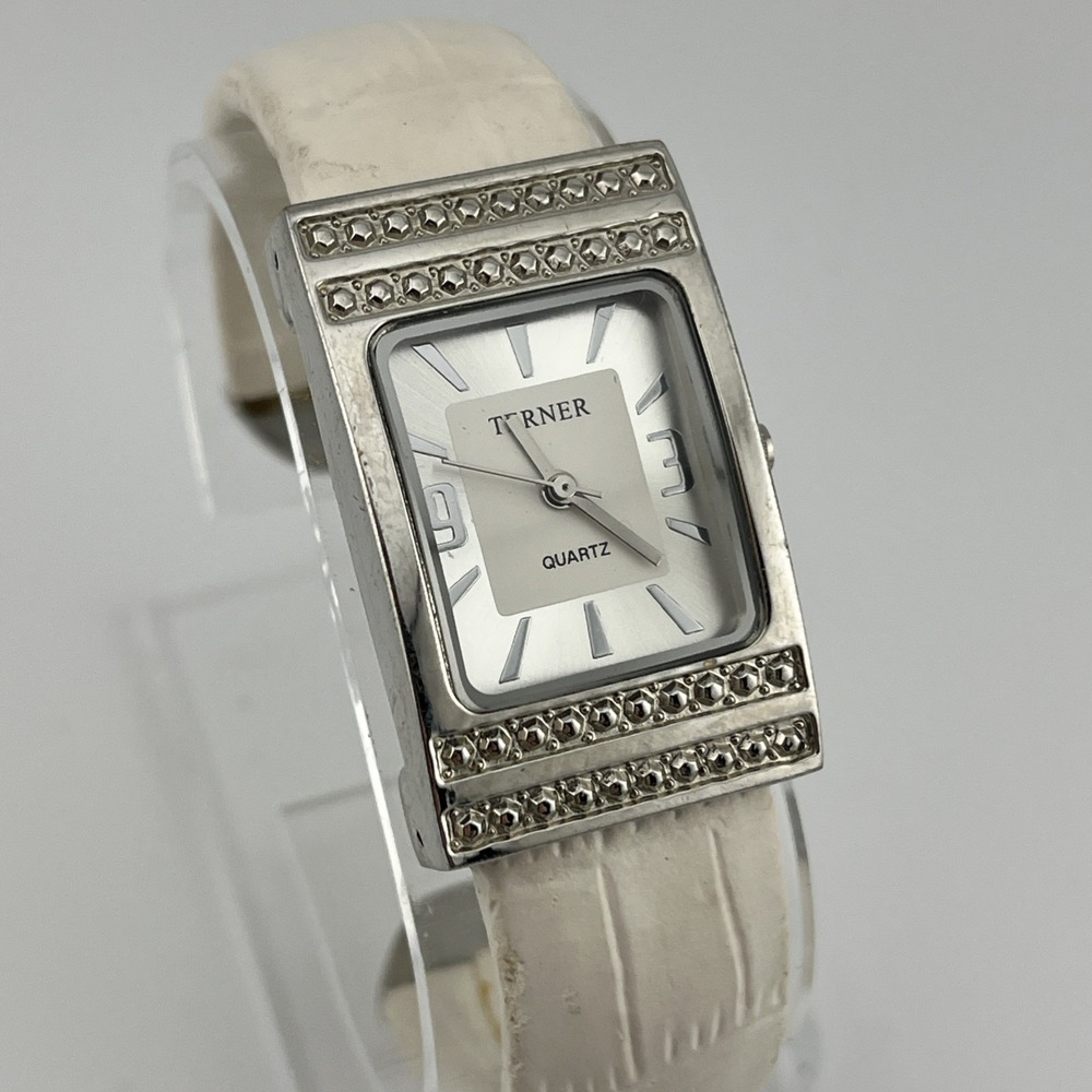 Bijoux Terner‎ Watch Women 24mm Case White Hinge Bangle Band- New Battery
